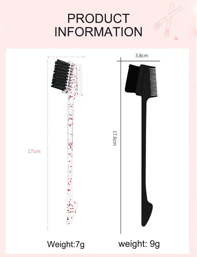NEW  Custom Card 3 in 1 Baby Hair Style Tools Multi Function Bristle Hair Double Sided Edge Control Brush