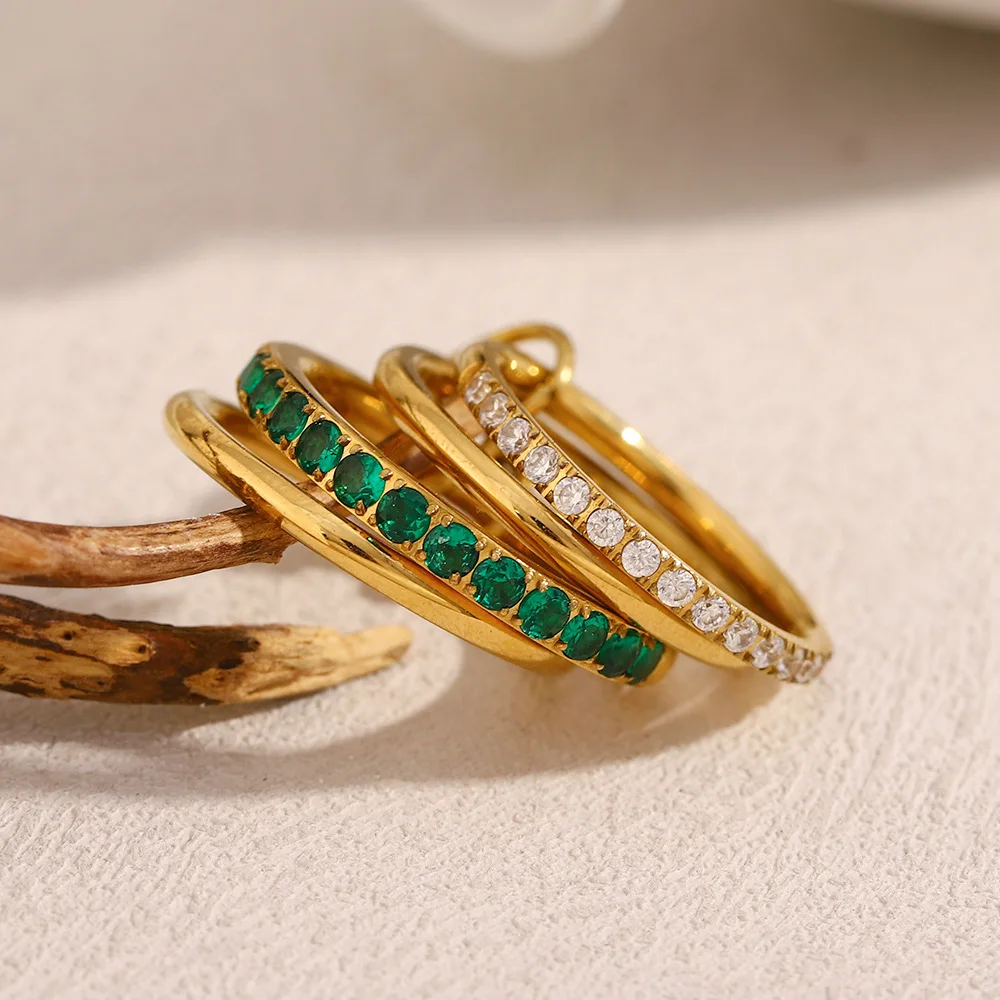 Set bracciale a quattro anelli placcato oro 18k con morganite_voghion.com