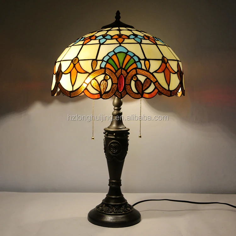 LongHuiJing Tiffany Style Stained Glass Table Lamp Rose Flower Desk Lamps Accent Light