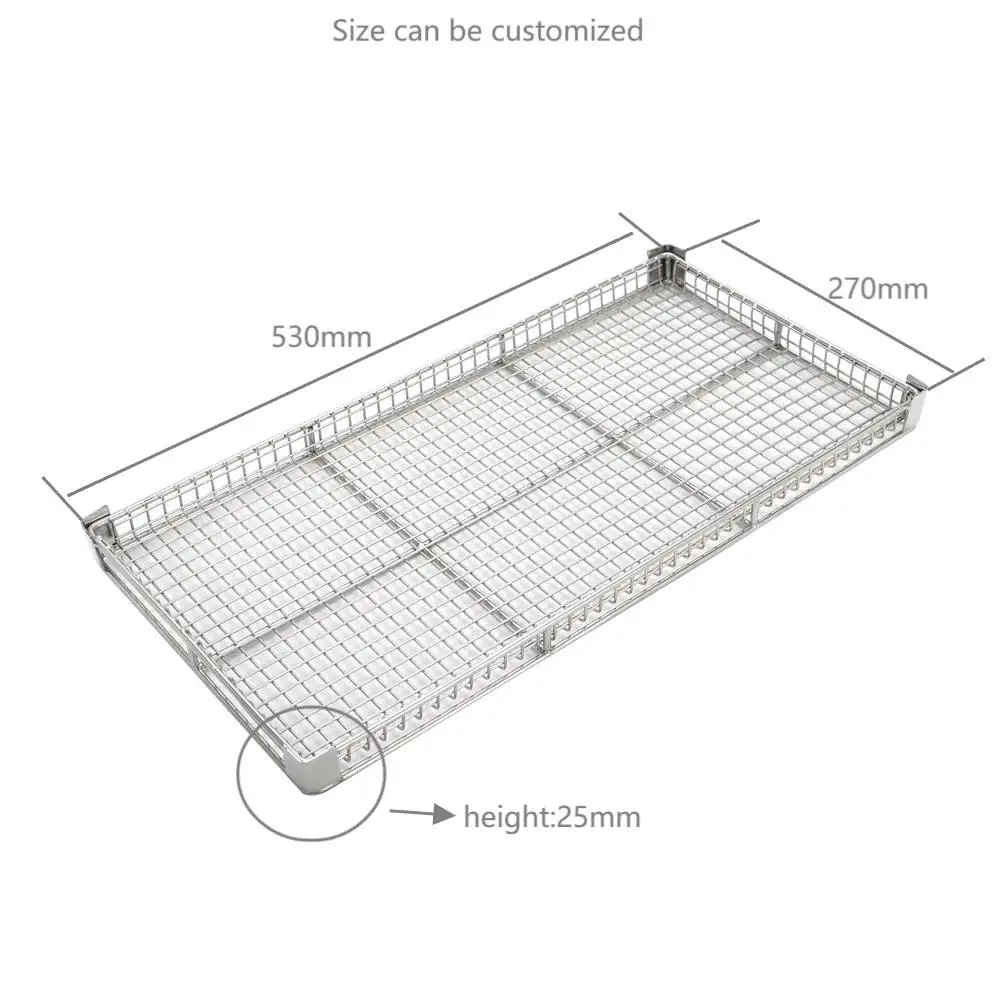 Custom-Made 304/316 Food Grade Stainless Steel Wire Mesh Tray with Cooling Net Rack for Home Baking Drying and Dehydration