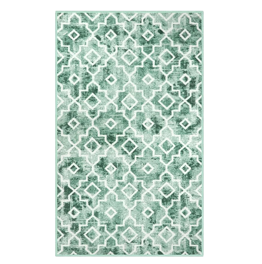 3d Patterned Green Emerald Checkered  Floor Carpets Living Room Thick Persian Bedroom Dorm Area Large Floor Rugs Pad