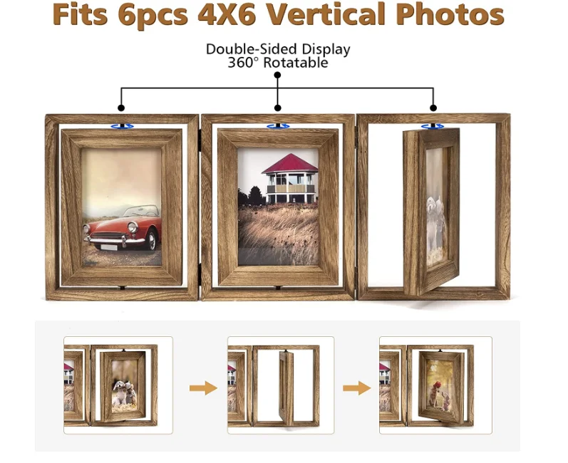 Reclaimed wood double picture frame 4x6