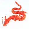 Dragon chinois en soie rouge et or, 45 cm