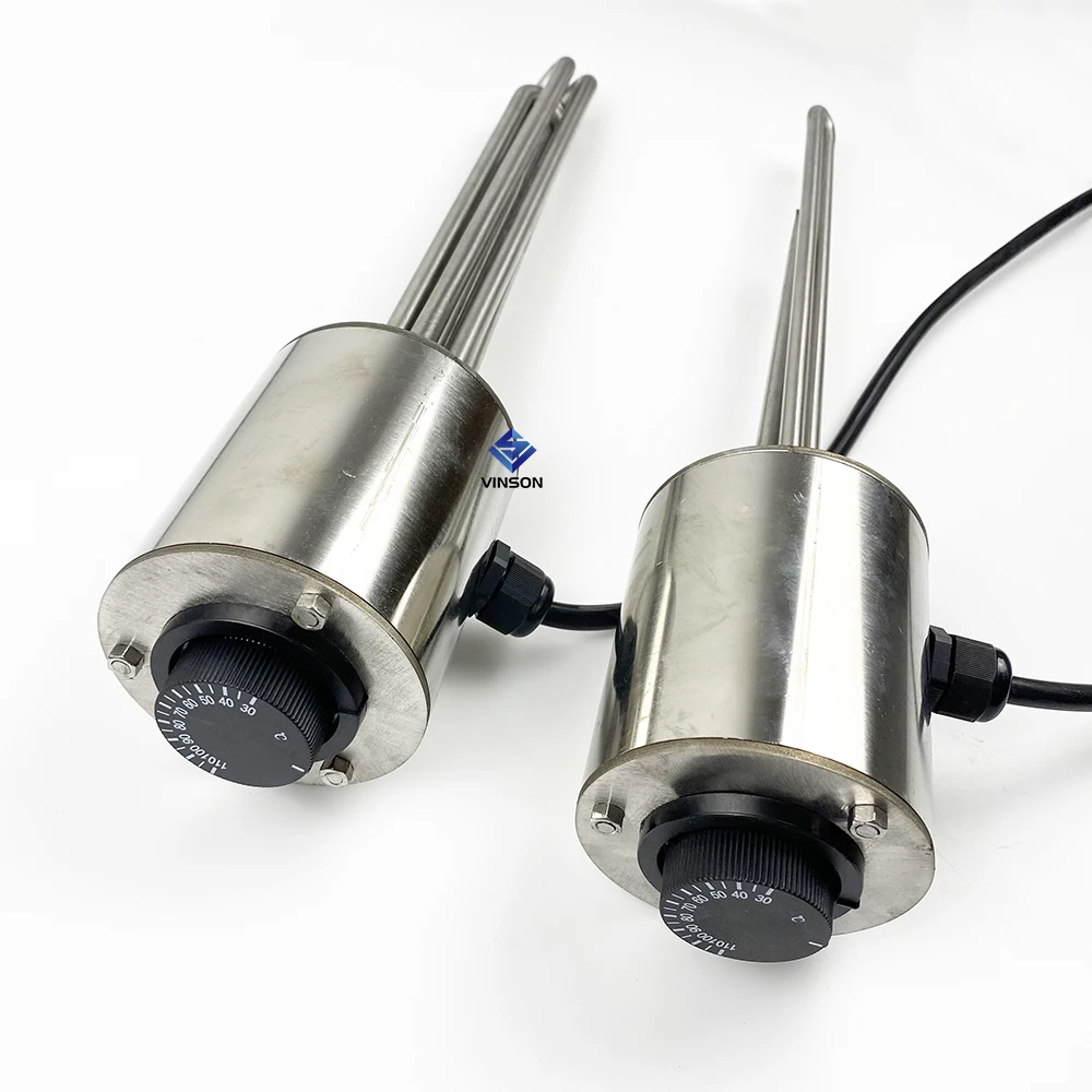 220v/2kw Electric Flange Tubular Immersion Heater with Adjustable  Thermostat Heating element and Europlug