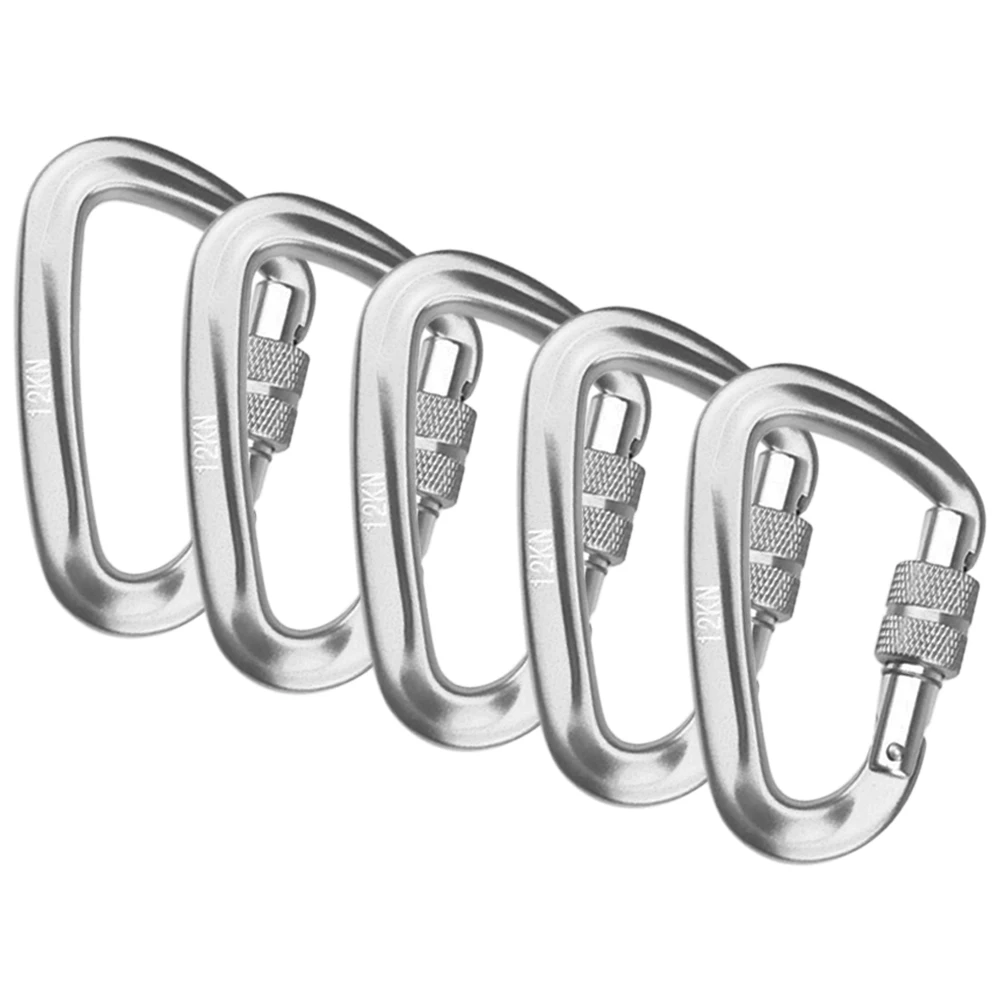 BT-L17 Black 12KN Aluminum Rock Climbing Safety Carabiner D Shape Locking Screw Carabiners