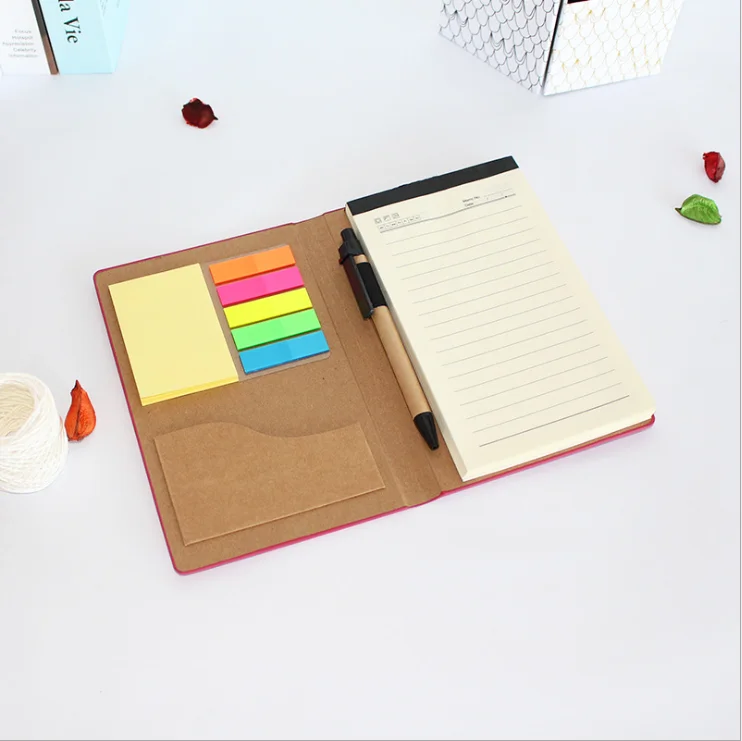 School Office Custom Personalized Simple Notepad Memo Pad Jotter Notebook With Pen and Sticky Notes