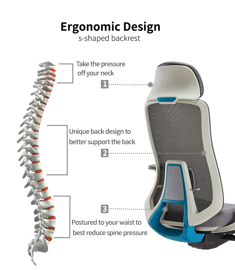 4d Move Pu Armrest Mesh Office Chair Swivel Luxury High Back Comfort