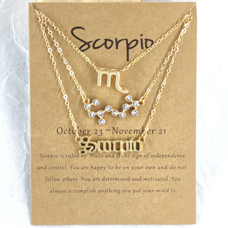 12 Sign Pendant Horoscope Layered Gold 
