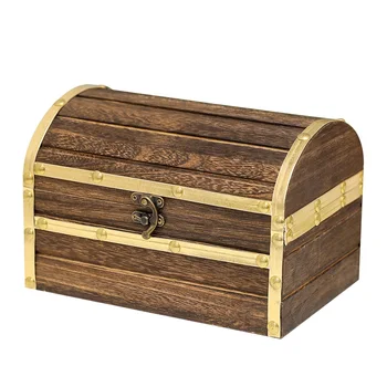 Factory Wholesale Traditional Handmade Customized Size Available Vintage Vaulted Top Wooden Private Treasure Chest box