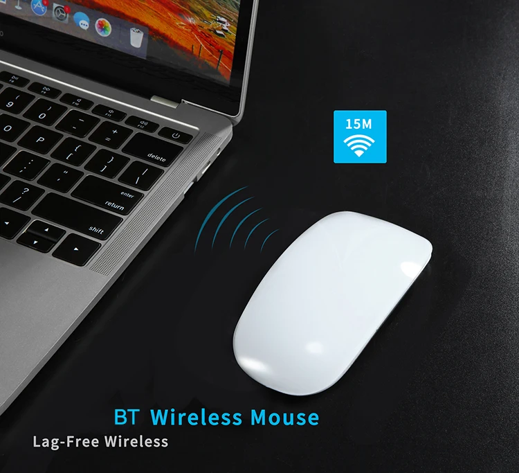 Fashion design wireless scroll wheel bt rechargeable touch mouse for MAC PC Windows