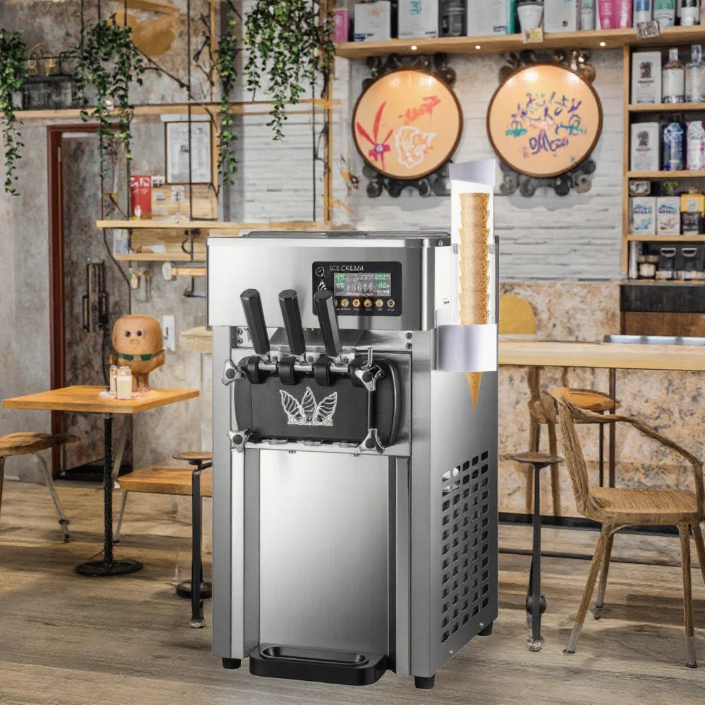 Ice Cream Vending Machine with Paper Cone Maker for Yogurt Milk Chocolate Ice Cream Powder-New Condition
