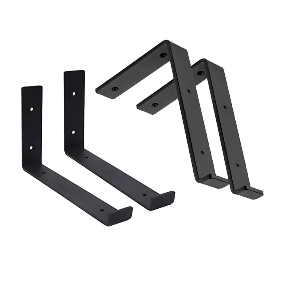 Industrial Shelf Bracket,Iron Shelf Supports With Screws Black Metal ...