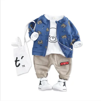 2020 Toddler Infant Clothes Suits Baby Boys Clothing Sets Coats T-shirt Pants Childrens' Kids Casual Clothes