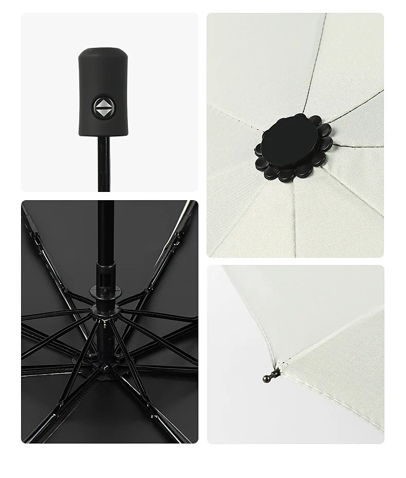 Sunday 3-Fold Automatic Umbrella UV Printing Customizable Auto Open Close Button Folding Design Windproof Strong Metal Frame