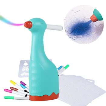 Best Reusable Craft Art DIY Marker Sprayer 12 Colors Watercolor Pen Set Airbrush Blow Pens for Cards Hoodie Box DIY