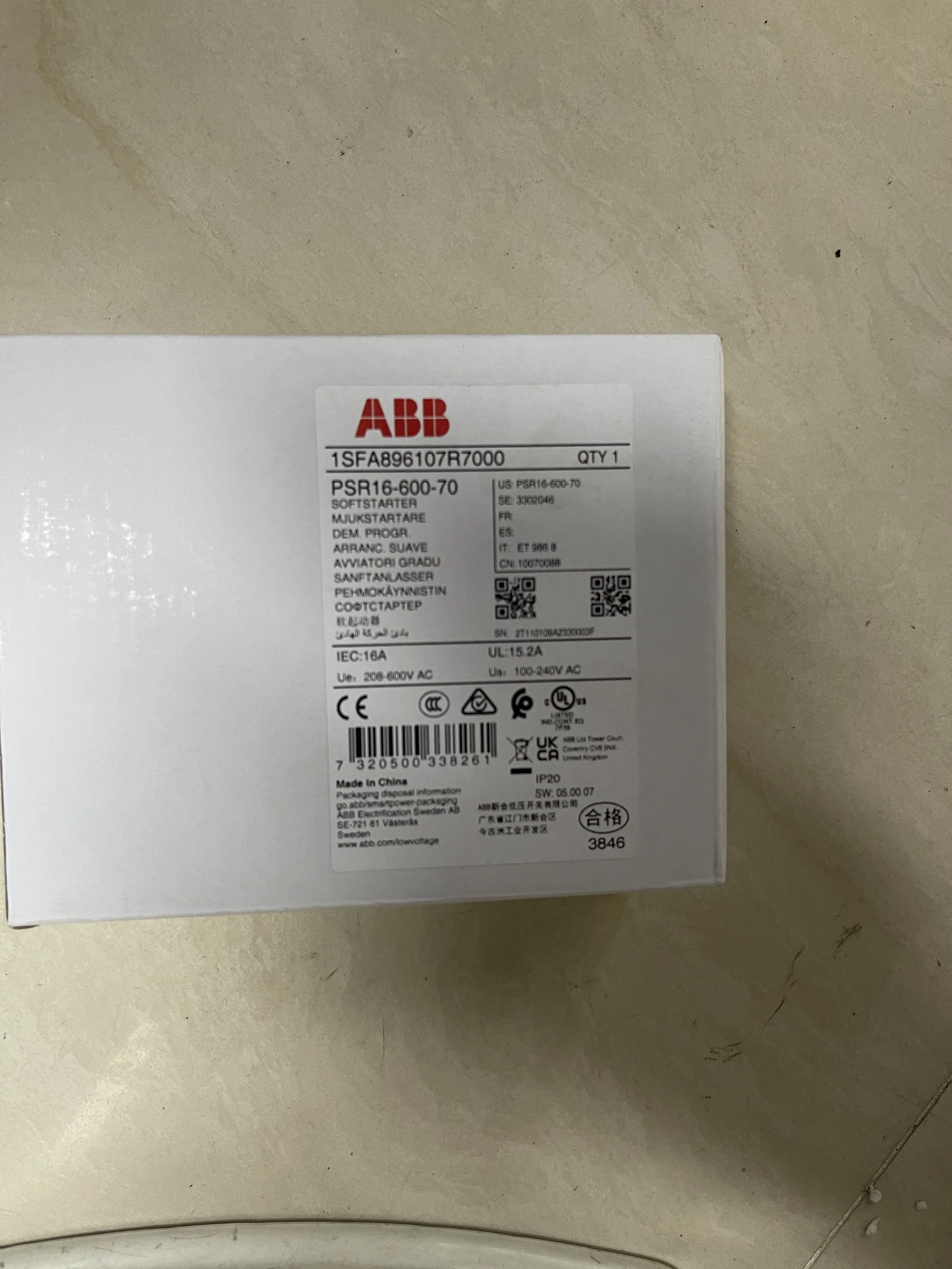 ABB Soft Starter PSR16-600-70 1SFA896107R7000 ABB Soft Starter PSR16-600-70 1SFA896107R7000