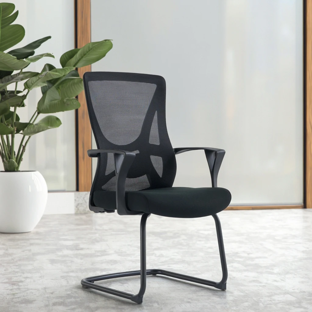 White Arched Base Minimalist Chair Integrated Lumbar Support Economy Office Home Seating 5