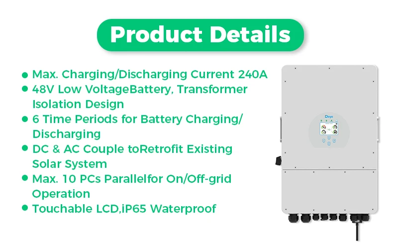 Deye Inversor 8kW, SUN 8K SG04LP3 EU + Batería Pytes 10.24kWh, V5a