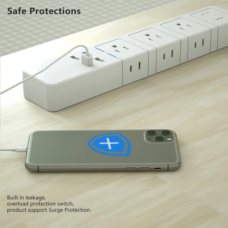 Socket With Alexa Google Home 4 Usb Ports Power Cord With Timer Tuya Wifi Smart Universal Power Strip Surge Protector Extension