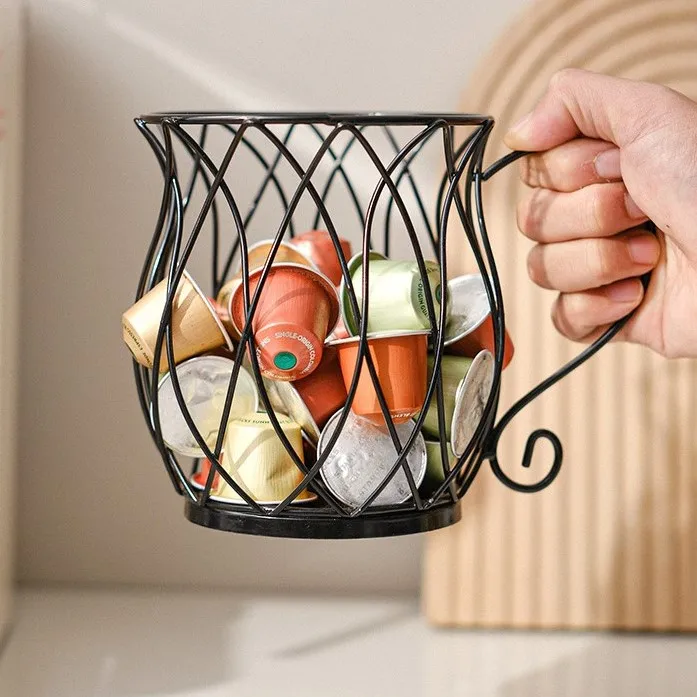 Rangement Café Anti-humidité Support Métal Pour Capsules Café - Organisateur 30 Dosettes Anti-Humidité - Noir | Rangement Cuisine Panier Rangement Cuisine élégant