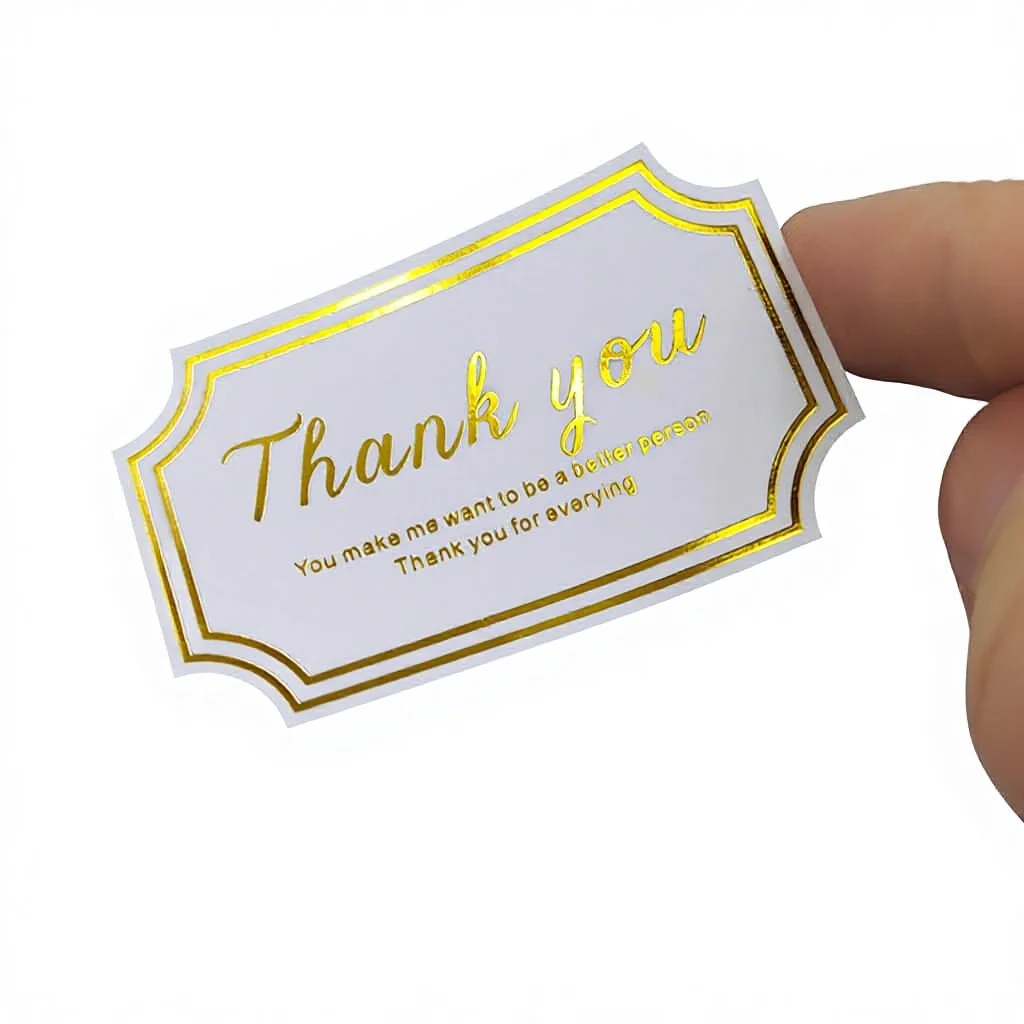 Custom Logo Gold Foil Transparent Waterproof Art Paper Self-Adhesive Labels Die Cut Sticker Printing for Rice Fruit Egg Food