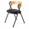 Black Faux Leather Seat, Black Steel Frame