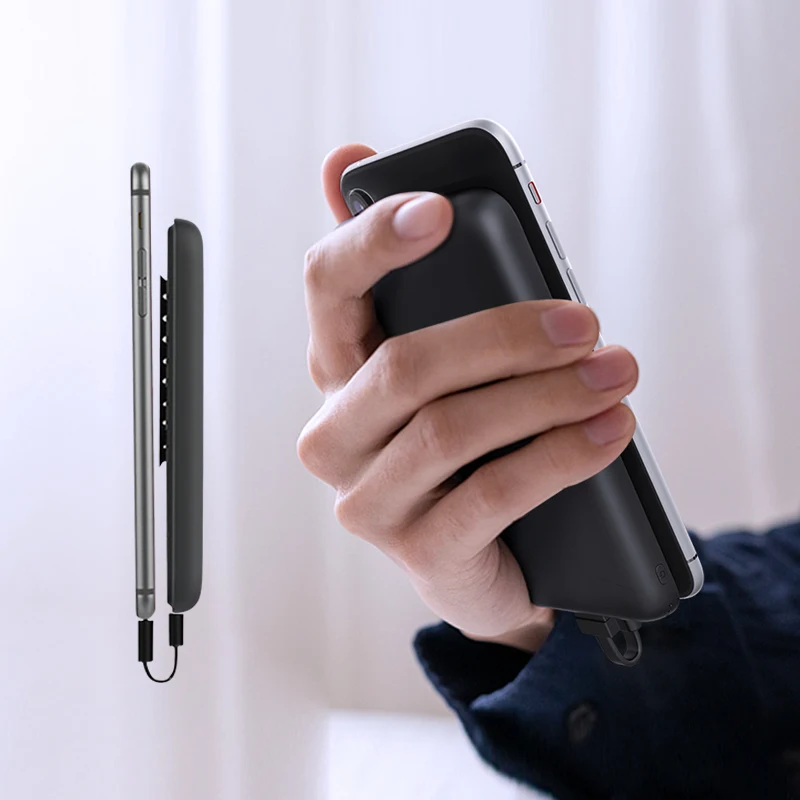 8000mAh Power Bank Wireless Charging with Cable Suction Cup Power Bank with LED logo