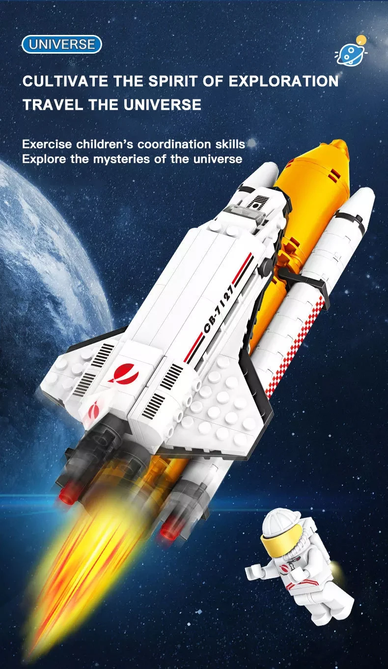 Flytec Diy Building Blocks Space Shuttle Toys Astronaut Tower