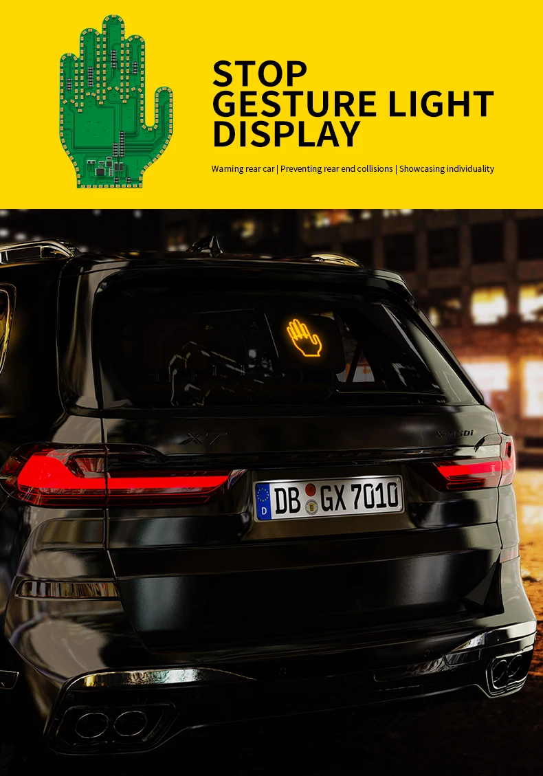 Middle Finger Sign Car Window Light Middle Car Multifunctional Gesture