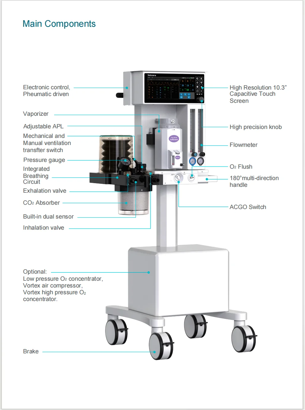 A200 Surgical Veterinary Anesthesia Workstation Machine Reusable for ...
