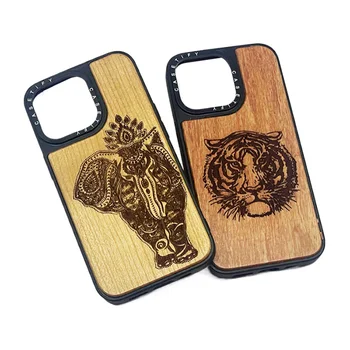 Custom Designed Handmade Bamboo and Wood Phone Case for iPhone X 13 14 15 Mobile Phone Shell
