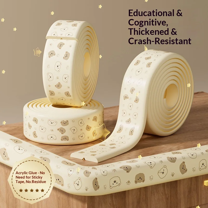 Bande anti-choc pour bébé, housse de protection pour coins et bords d'articles pour enfants, bande protectrice souple, non toxique et respectueuse de l'environnement, couleur beige ou marron