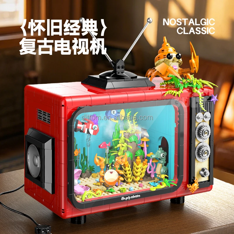 Guly 60518 Ocean Retro Spray Television Set Bricks TV Decorate