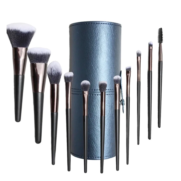 Custom Luxury High Quality 11pcs  Makeup Brush Set Private Label Wholesale vegan makeup brushes With case