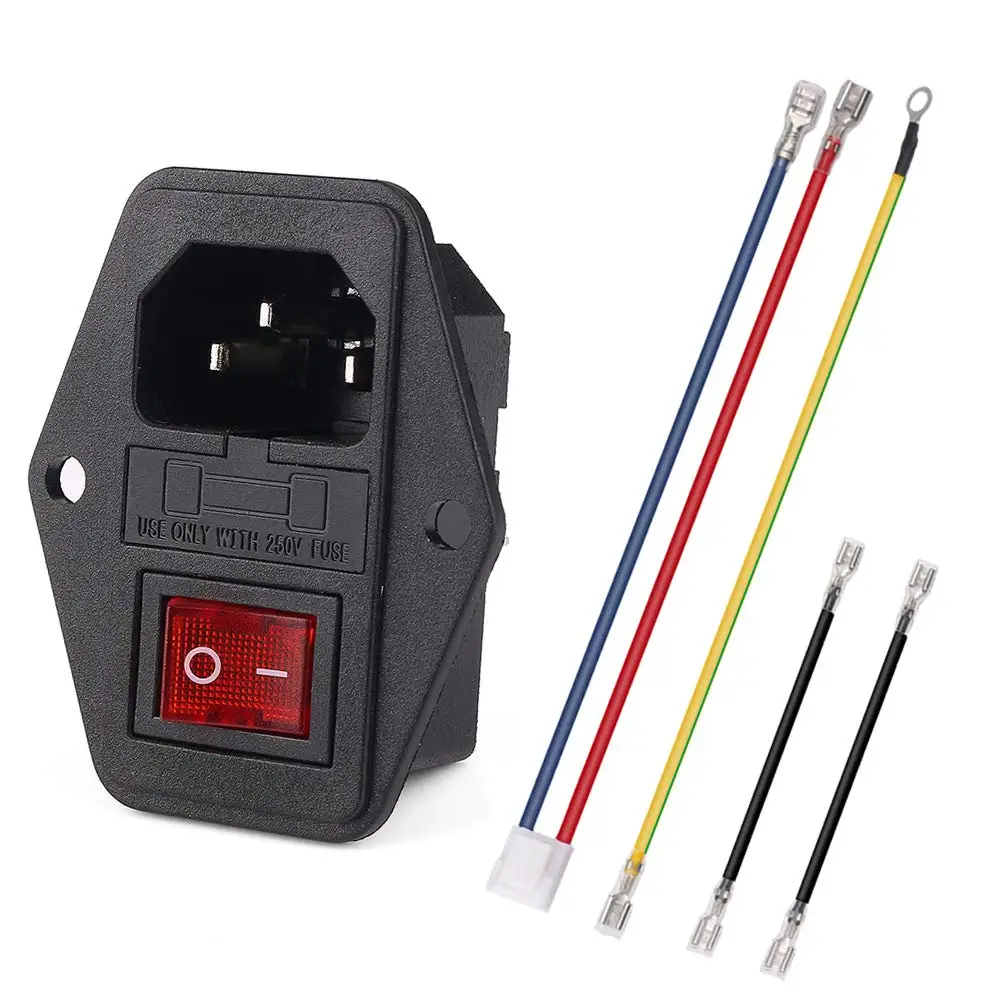 10A 250V Inlet Module Plug Fuse Switch Male Power Socket 3 Pin IEC320 C14 ES 