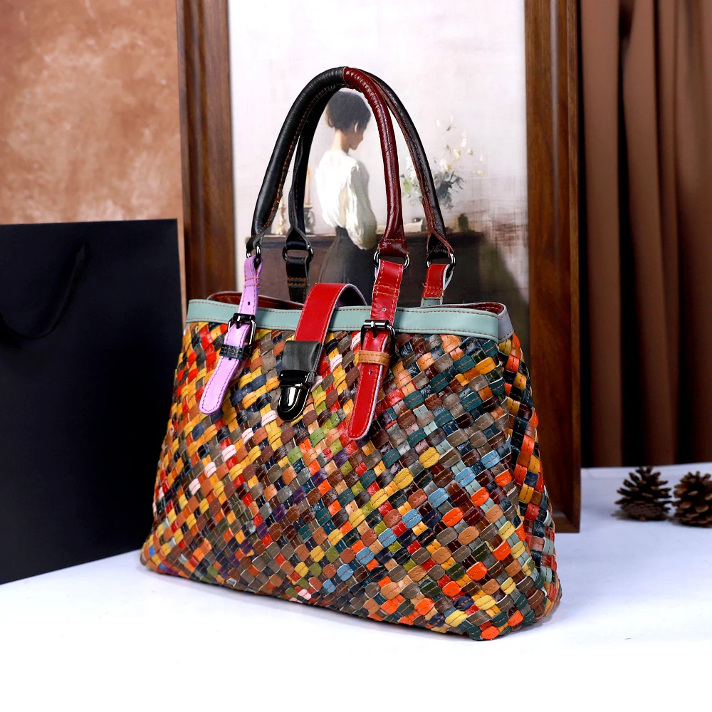 Luxury Leather Hand-woven Crossbody Handbag