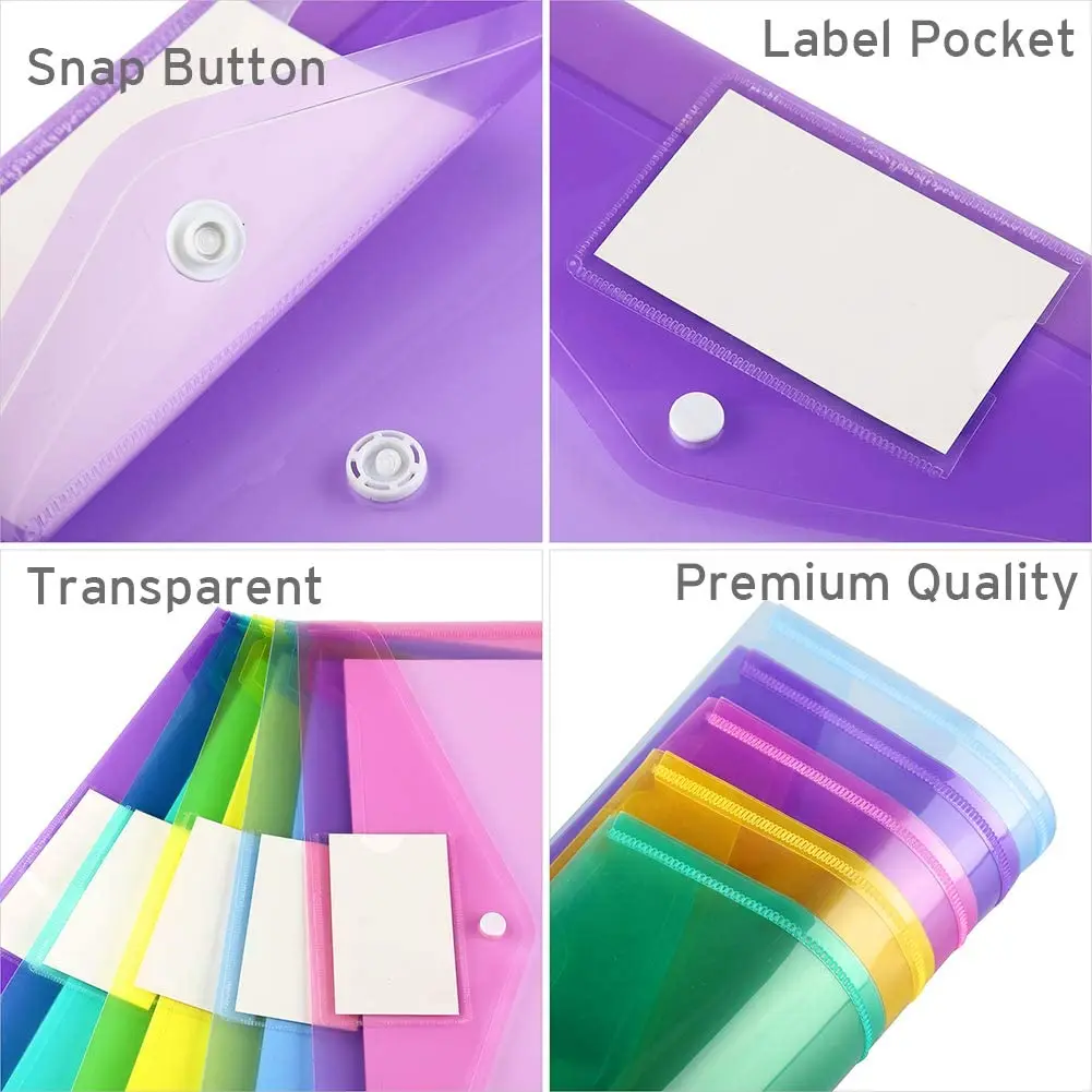 Bview Art A4 Size Plastic Clear File Envelopes Document Folders With ...