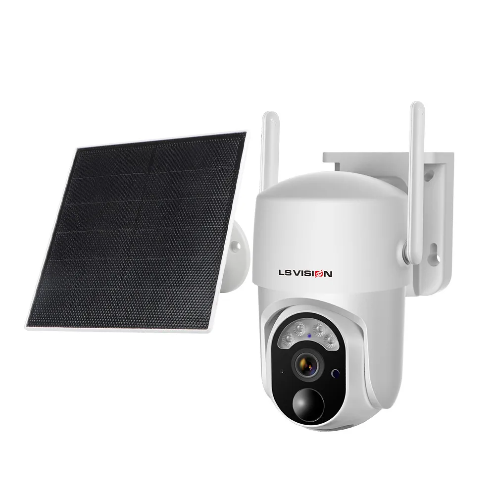 LS VISION 3MP WIFI Camera Light with Sim Card Wireless Street Panel for Trail Camera Waterproof Outdoor CCTV PTZ 4G Solar Camera