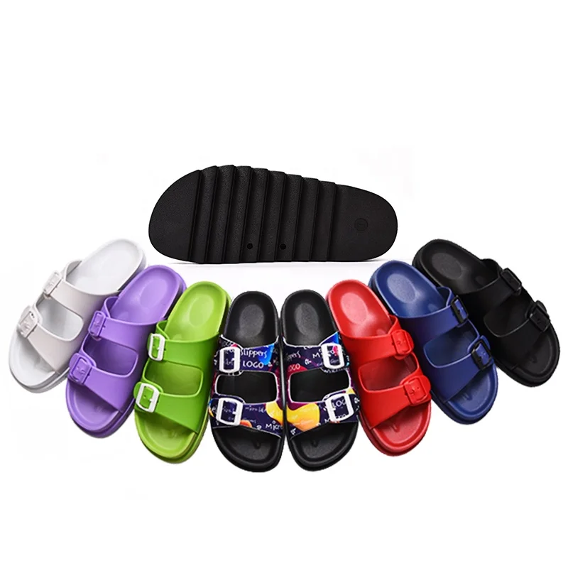 Outdoor Custom Printing Logo Pattern Unisex Black Plain Men's EVA PVC Rubber Sandals Slides Slippers for Women