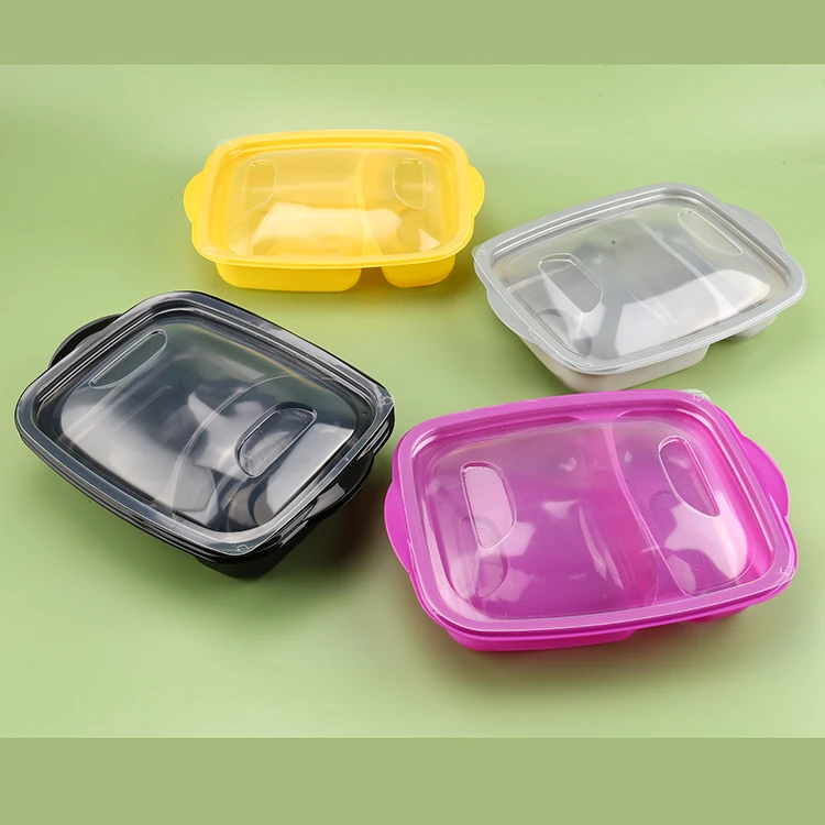 Cheapest Plastic Disposable Take Away Lunch Box 2 Compartment Lunch Box