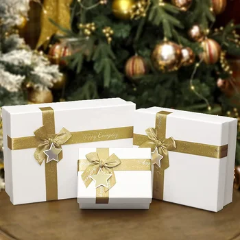 Luxury Gift Boxes for Presents Wrapping Gifts Gift Cards with Lids Envelopes Bronzing Ribbon and Bow Shredded Paper Filler