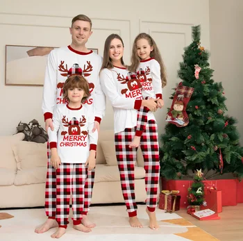 Designer Inspired Kids Pink Winter Nightwear Christmas Matching Family Holiday Pajamas Sets Sleepwear