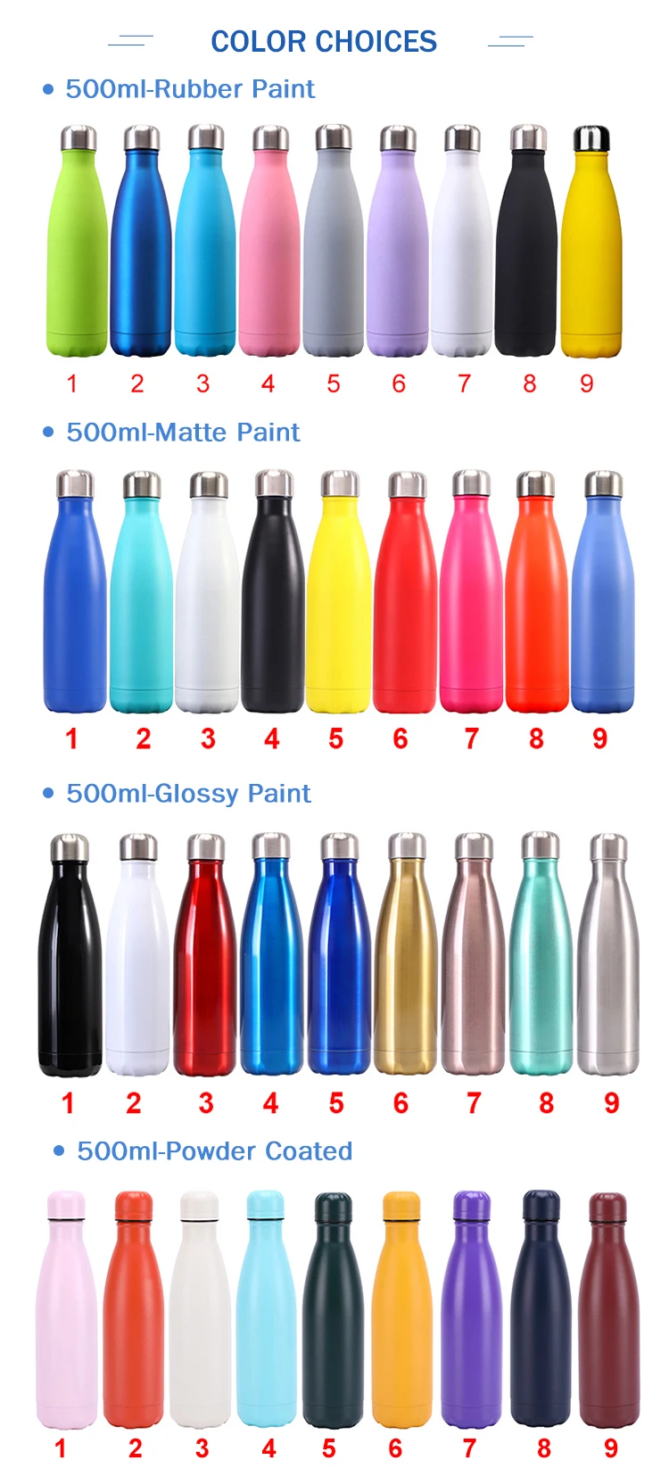 Wholesale Custom Logo 500ml/750ml Stainless Steel Sport Cola Water