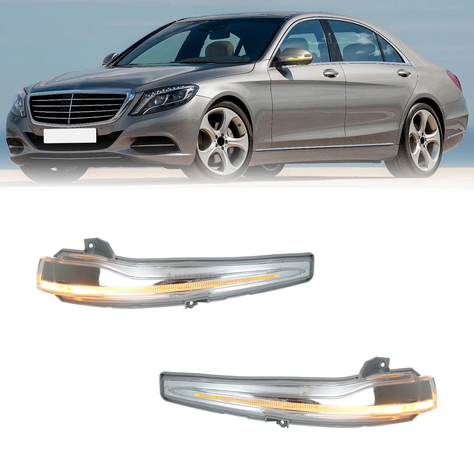 Fetonauto LED Amber Mirror Non-Dynamic Turn Signal Lights For W205 / E / W213 / W222 / X253 Rear