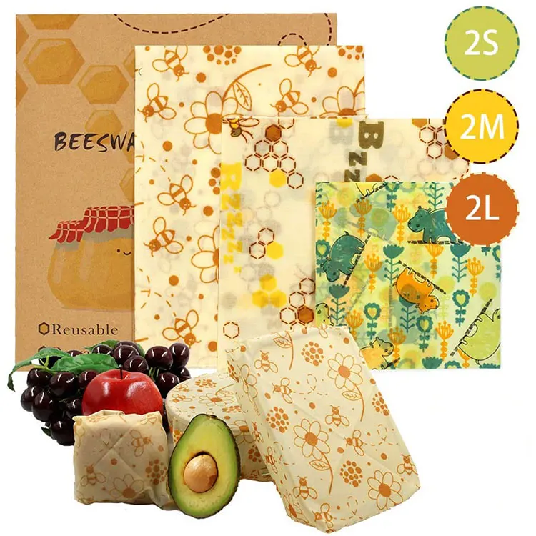 Kitchen Food Bag Custom Eco Friendly Reusable Storage Beeswax Food Wraps