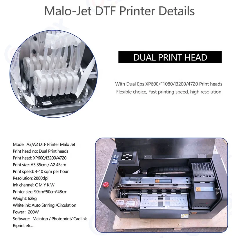 A3 A2 DTF Printer Dual XP600 heads