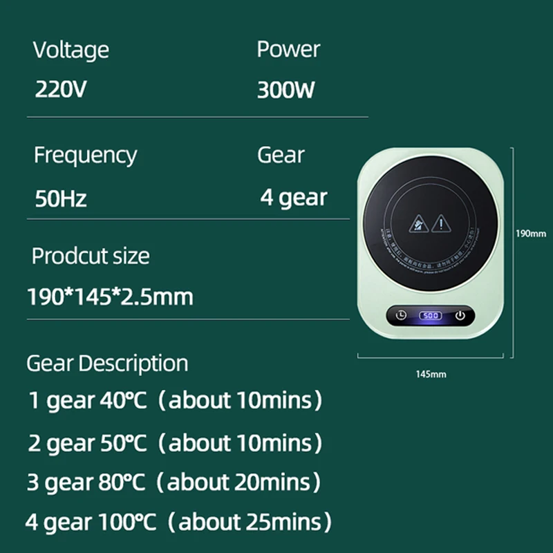 220V Cup Heater Coffee Mug Warmer 100 Degrees Hot Tea Makers Electric Hot Plate Timing 4 Gear Fast Heating Pad Milk Tea Warm Coa