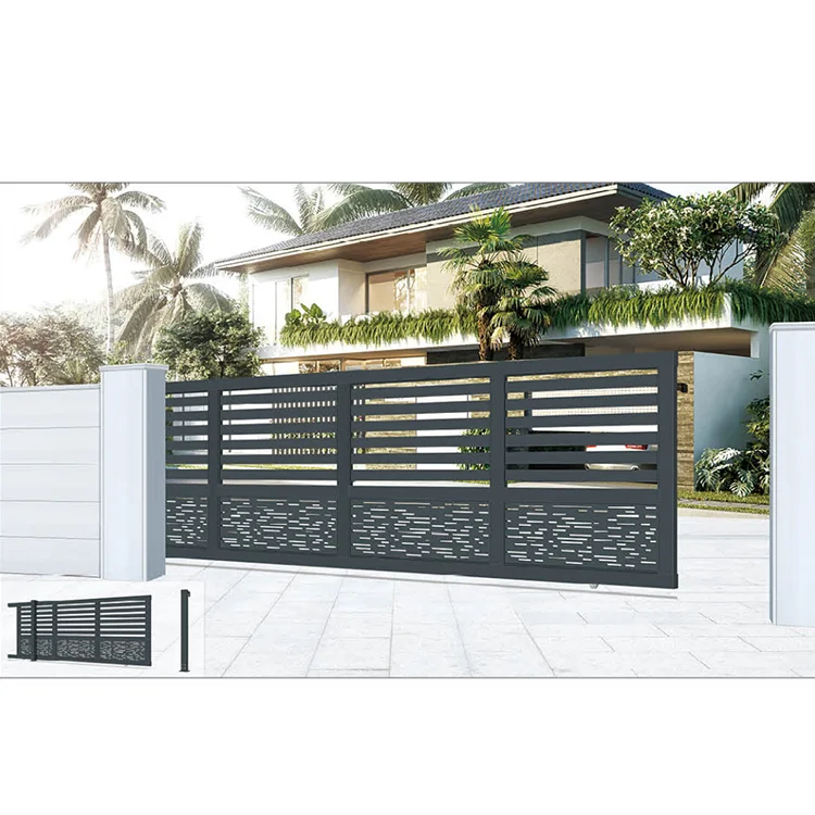 Nigeria Style Simple Automatic Sliding Modern Aluminum Alloy Main Gate Design for Hotel