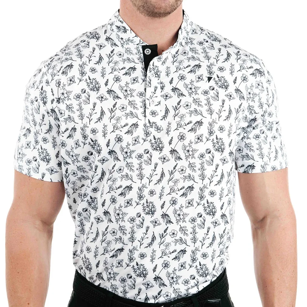 Customized Your Design Sublimation Print 100% Polyester Mandarin Collar Dry Fit Performance Golf Polo Jersey Shirt Custom Logo