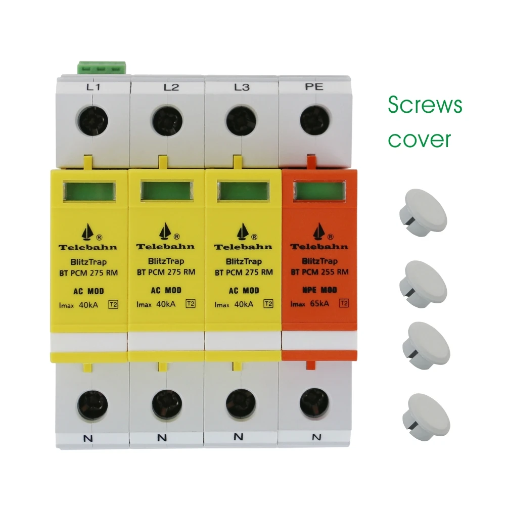 SPD 3P+N 20kA-40kA T2 275V AC House Low Voltage Surge Protection Device for Three Phase
